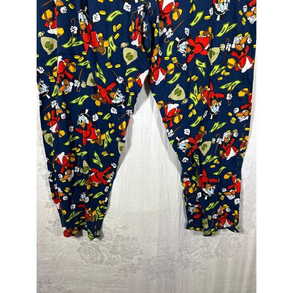 Disney Flannel Pants 4XL TALL Navy Scrooge McDuck Pockets Duck Sleep Villians - Picture 10 of 13